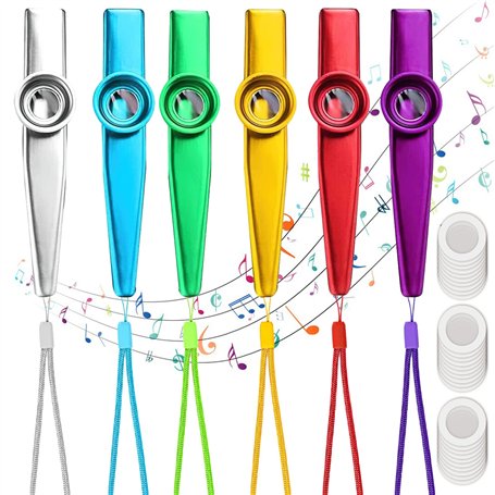 Eniyou 6 Pièces Kazoos Kazoo Instrument Kazoo Métal Instruments De Musique en Métal Kazoo Alliage Aluminium Portable Cazou Cazoo