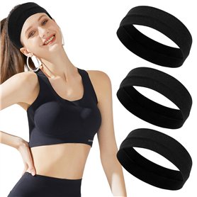 3 Pièces Bandeau Cheveux Femme Bandeau Noir Cheveux andeau Noir Cheveux Femme Bandeau Élastique Bandeau de Yoga Bandeau de Cours