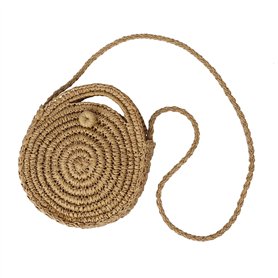 Sac De Paille Rond Sac de Plage d'été Pour Femme en Rotin Bandoulière à Porter à l'épaule Avec Style Boho Fait Main Pour le Voya