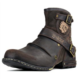 COWSDELLA Bottes pour Hommes en Cuir de Mollets avec semelle en caoutchouc Bottes de Motard avec Fermeture éclair Classiques Bot