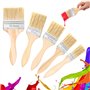 Lot de 5 pinceaux à Peinture，Pinceau Plat à Manche en Bois