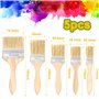 Pinceau Brillant，Pinceaux Plats avec Manche en Bois，pour Peinture