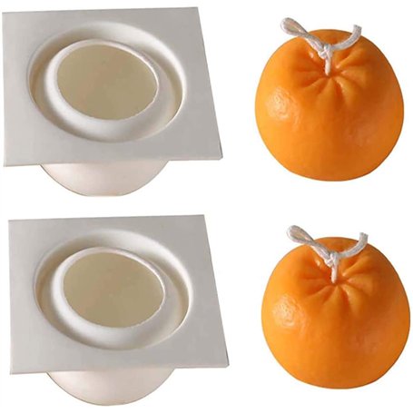 LSLEVA Lot de 2 moules à bougies en silicone 3D en forme d'orange