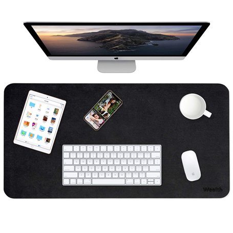 Weelth Tapis de bureau multifonction étanche en cuir PU double face pour bureau ou maison