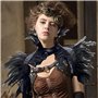 WAYBWZDQ Gothique Plumes Cape Noir, Plume Poncho à Col Châle Cape de Plume dhalloween Femme Homme Châle en Plumes, pour Hallowee