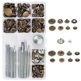 BOSCOW Lot de 50 boutons-pression sans couture avec pince et 9 outils de fixation en métal pour cuir