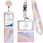 Porte Badge Tour de Cou 2 Pcs Porte-Badge avec Portant Cordon Pour Porte Badge Carte d'Identification Protege Carte Bancaire Car