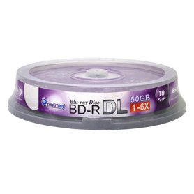 SMART Buy Lot de 10 BD-R DL 50 Go 6 x Blu-ray double couche enregistrable vierge Logo données VIDEO Media 10-discs Spindle