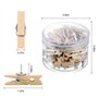 Punaises avec Clips en Bois,50 PCS Punaises avec des Pinces Chevilles en Bois avec Punaises Epingles à Dessin Epingles Punaise p