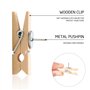 Punaises avec Clips en Bois,50 PCS Punaises avec des Pinces Chevilles en Bois avec Punaises Epingles à Dessin Epingles Punaise p