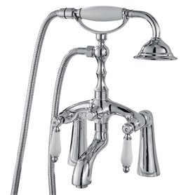 Aolemi Robinet de baignoire chromé poli avec bec de douche et bec de douche pour salle de bain Victoria Vintage Mitigeur double