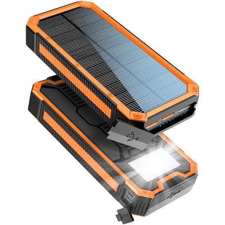 Chargeur Solaire 20000mAh PD20W Batterie Externe Solar Power Bank Chargeur Portable USB C Charge Rapide Compatible avec Téléphon