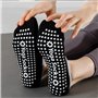Lot de 4 paires de chaussettes de pilates antidérapantes – Chaussettes de yoga pour femme avec poignées et sangles pour équipeme