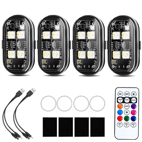 Lot de 4 lumières LED sans fil pour voiture