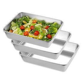 YZROHYI Lot de 3 Plat Inox Rectangulaire 25.8 X 20 X 5 cm