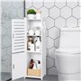 MOBPMO Armoire de salle de bain autoportante à double porte à 3 niveaux – Armoire de rangement latérale multifonction pour la ma