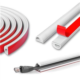 Zephyra 1 m Goulotte Passe-Câble Blanc Autocollante – Goulotte Demi-Ronde Flexible pour Mur