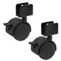Lot de 4 roulettes pivotantes en caoutchouc de type U - 50 mm - Roulettes pivotantes avec frein - Roulettes lourdes pour meubles
