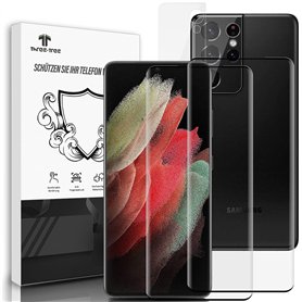 Three-Tree Verre Trempé + Caméra Arrière Écran Protection pour Samsung Galaxy S21 Ultra [Lot de 2+2]