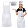 Lot de 2 tabliers de cuisine pour homme - Blanc - Tablier de cuisine pour homme - Costume de cuisinier - Bavette réglable avec 2