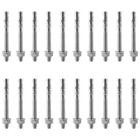CHUEHKAK Lot de 20 boulons d'ancrage galvanisés M10 x 110 mm