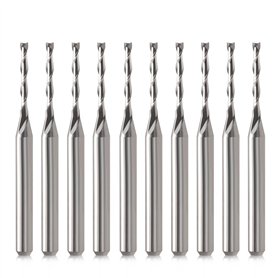 CNC Embouts de fraise 1/8" Tige CNC Bit End Mill 1/16" Coupe Dia Nez Plat Moulin d'extrémité en métal dur Deux flûtes Spirale Up