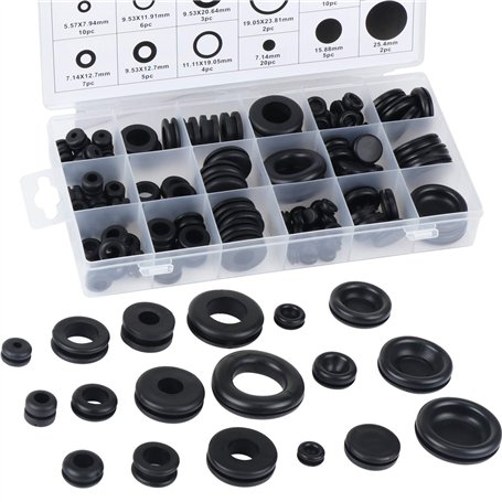 Kit d'assortiment d'anneau de joint d'inductance électrique pour bouchon en caoutchouc noir pour la protection des fils