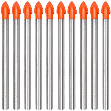 10 pcs Meche Carrelage 6mm Foret Acier Pointe en Carbure Tungstene Forets de Maçonnerie pour Materiaux Durs et Fragiles Carrelag