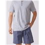 DAVID ARCHY Pyjama pour Hommes 100% Coton vêtements de Nuit Deux pièces Chemise à Manches Courtes et Pantalon avec Poches à Patt