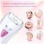 Épilateur Électrique Femme, Épilateur Visage et Corps sans Fil Rechargeable Mini Épilateur avec Tondeuse à Sourcils et Lumière L