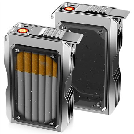 Lot de 2 étuis à cigarettes avec briquet
