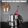 Bac à glaçons 1,3 l : bac à glaçons avec couvercle, seau à glace en acier inoxydable avec pince à glace, bac à glaçons isolé à d