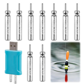 Lot de 9 piles CR425 compatibles avec les flotteurs LED - Rechargeables - Pour cloches d'alarme de pêche et flotteurs de pêche -