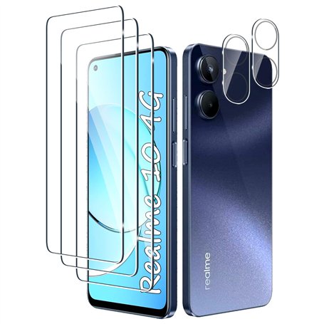 Fyqzio [3+2 Pièces Verre Trempé Pour Realme 10 4G et Caméra Arrière Protecteur