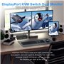KVM Double écran Displayport, 4K@60 Hz à affichage étendu Commutateur KVM Displayport 2 entrées 2 Sorties avec sortie microphone