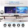 KVM Double écran Displayport, 4K@60 Hz à affichage étendu Commutateur KVM Displayport 2 entrées 2 Sorties avec sortie microphone