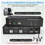 KVM Double écran Displayport, 4K@60 Hz à affichage étendu Commutateur KVM Displayport 2 entrées 2 Sorties avec sortie microphone