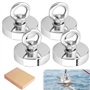 Lot de 4 aimants à œillets en néodyme - 42 mm - Super puissants - Charge maximale : 55 kg - Avec anneaux de levage et vis - Pour