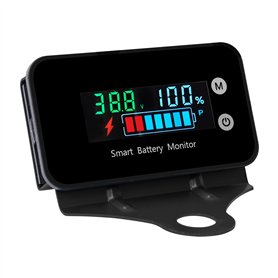 Sporgo Contrôleur de batterie étanche IPX7 avec support : DC 12 V 24 V 36 V 48 V 60 V 72 V Indicateur de batterie avec capteur d