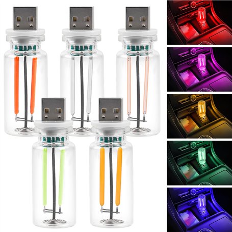 BAIFULAI USB Auto LED Éclairage Intérieur：5 Pièces Lampe Bouteille En Verre Créative