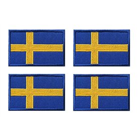 Lot de 4 écussons tactiques à coudre - Motif drapeau suédois - À coudre - Pour vêtements