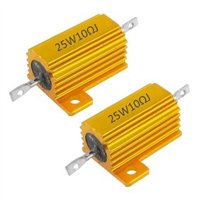 Mdurian 2 X Résistances 25W 10 Ohm 5% Aluminium Boîtier Résistances de Charge Châssis Monté Logement Plaque d'or Fil Enroulé