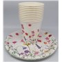 Vaisselle de fête à fleurs de printemps, 61 pièces avec assiettes, tasses, serviettes et nappes pour fête d'anniversaire pour 20