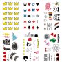 Lot de 30 feuilles de tatouages temporaires colorés pour filles et garçons, animaux mignons, étoiles, faux tatouages imperméable