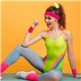 Udbrud Bandeau Annee 80, 5 pièces Bandeau Fluo Annee 80 5 pièces Bracelet Eponge Fluo Anti-Transpiration Rétro Accessoires de Fê