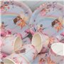 Doyomtoy Fée Ensemble Vaisselle Fête,75 pièces Service de Table pour fête de Papillon Assiettes,Gobelets,Serviettes,Nappes,Ballo