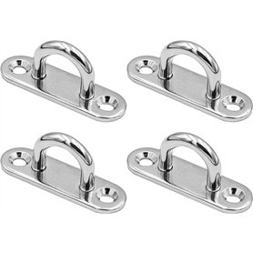 PIQIUQIU Lot de 4 plaques à œil en Acier Inoxydable - 5 mm - Crochets de Fixation en Acier Inoxydable - Crochets muraux pour Fau