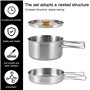 Udbrud Ensemble d'ustensiles de cuisine de camping en acier inoxydable avec couvercle et poignée pliable - Ensemble de vaisselle