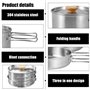 Udbrud Ensemble d'ustensiles de cuisine de camping en acier inoxydable avec couvercle et poignée pliable - Ensemble de vaisselle