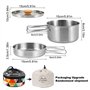 Udbrud Ensemble d'ustensiles de cuisine de camping en acier inoxydable avec couvercle et poignée pliable - Ensemble de vaisselle